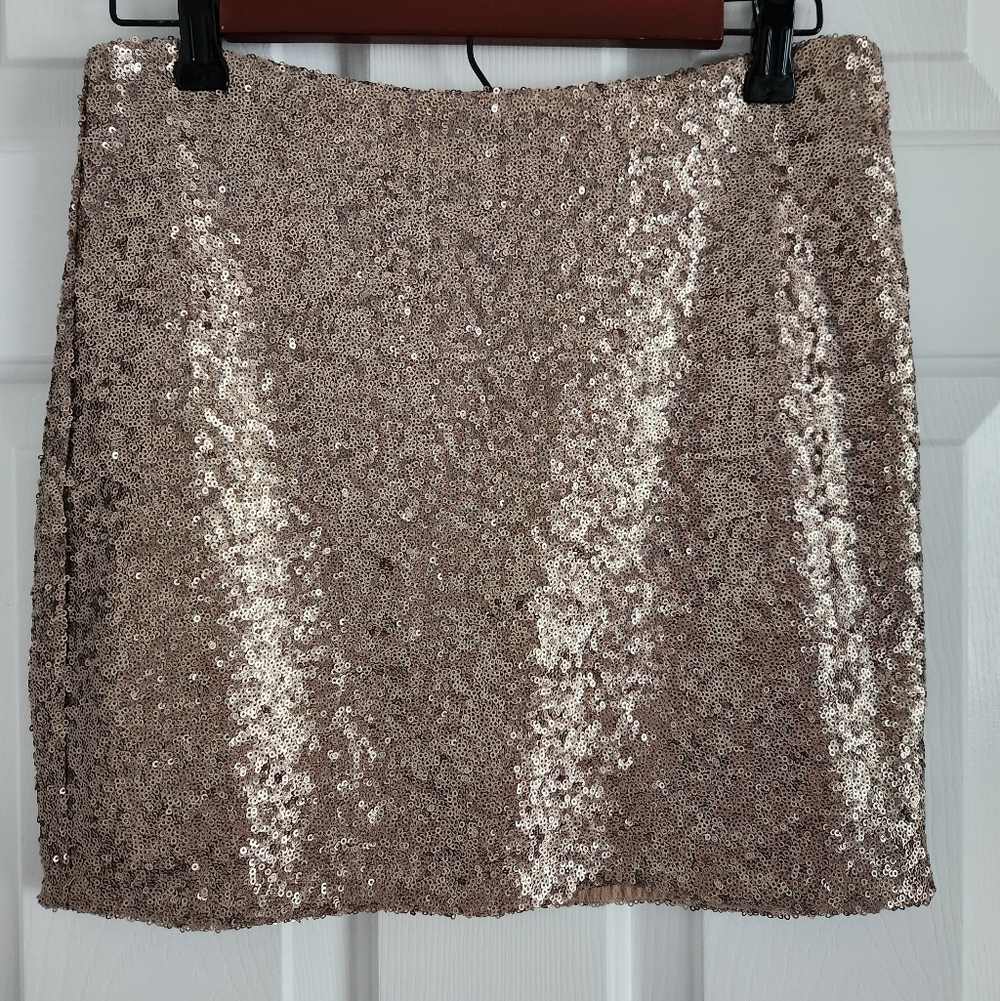 Ladakh Sparkling Sequin Mini Skirt - Bronze Gold Size 4 NWT